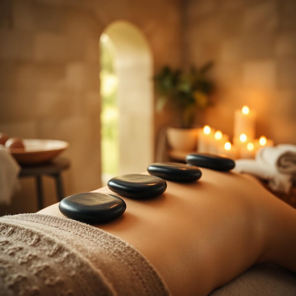 Hot Stone Massage mit warmen Basaltsteinen